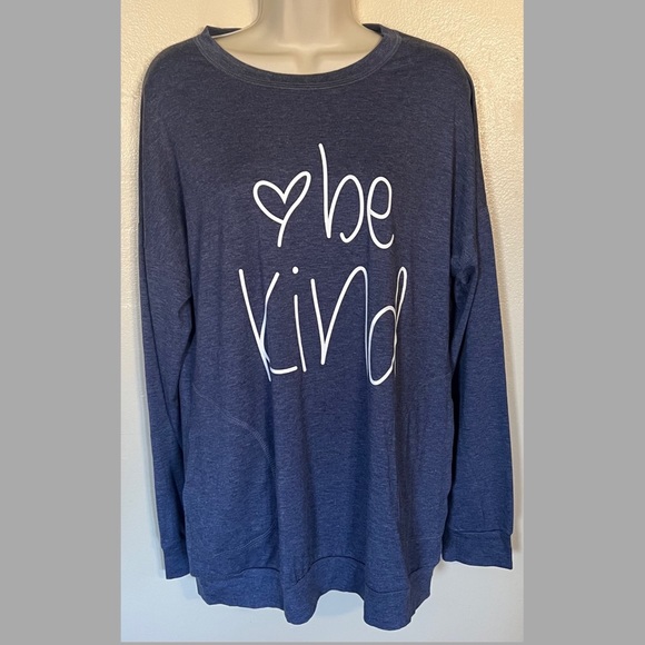 Woman’s ‘Be Kind’ Blue Long Sleeve Shirt - Picture 1 of 2